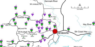 ਨਕਸ਼ਾ ਡੈਨਮਾਰਕ ਦੇ wineries 